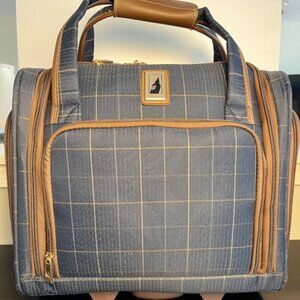 London Fog Navy RIFD safe 15" under the seat rolling travel bag